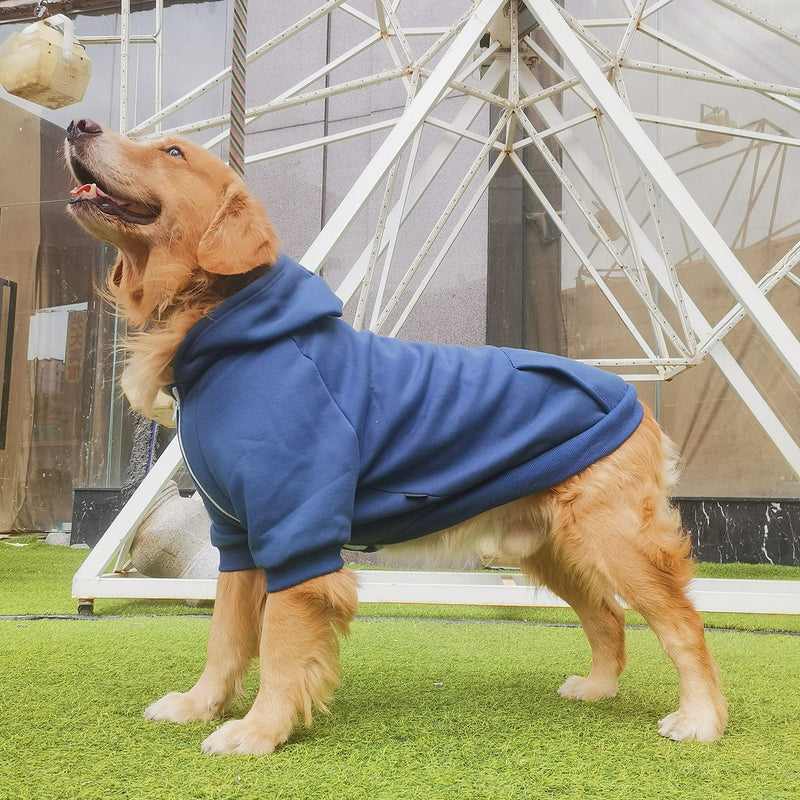 Extra Large Dog Clothes Hoodies Zip Up Sweaters for Big Dogs Labrador Golden Retriever Blue 5XL 5X-Large Hoodie Blue - PawsPlanet Australia