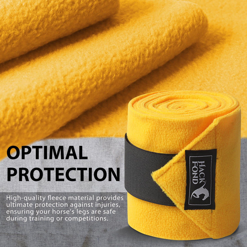 Horse Polo Leg Wraps, 10' Long Fleece Polo Wraps for Horses Set of 4, Horse Leg Bandages Stable Supplies Equestrian Boots Horse Leg Protection Mustard Yellow 10' - PawsPlanet Australia