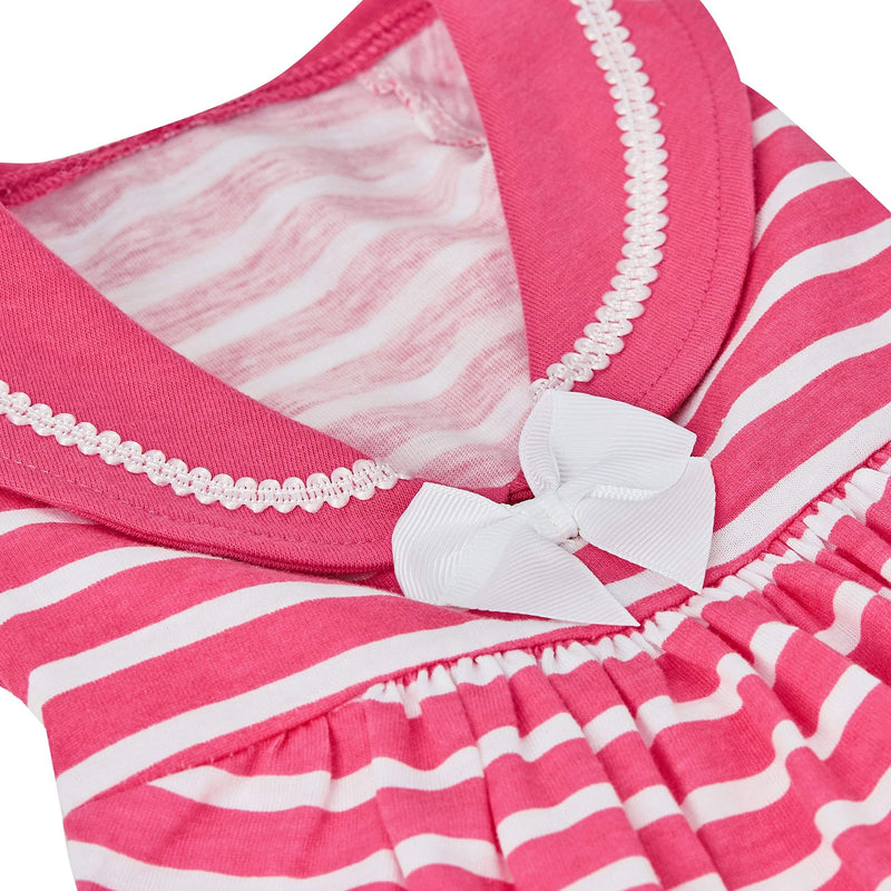 Blueberry Pet Sea Lover Rose Pink Striped Cotton Blend Dog Dress with Bowtie, Back Length 10", Pack of 1 Clothes for Dogs 10 inch (Pack of 1) - PawsPlanet Australia