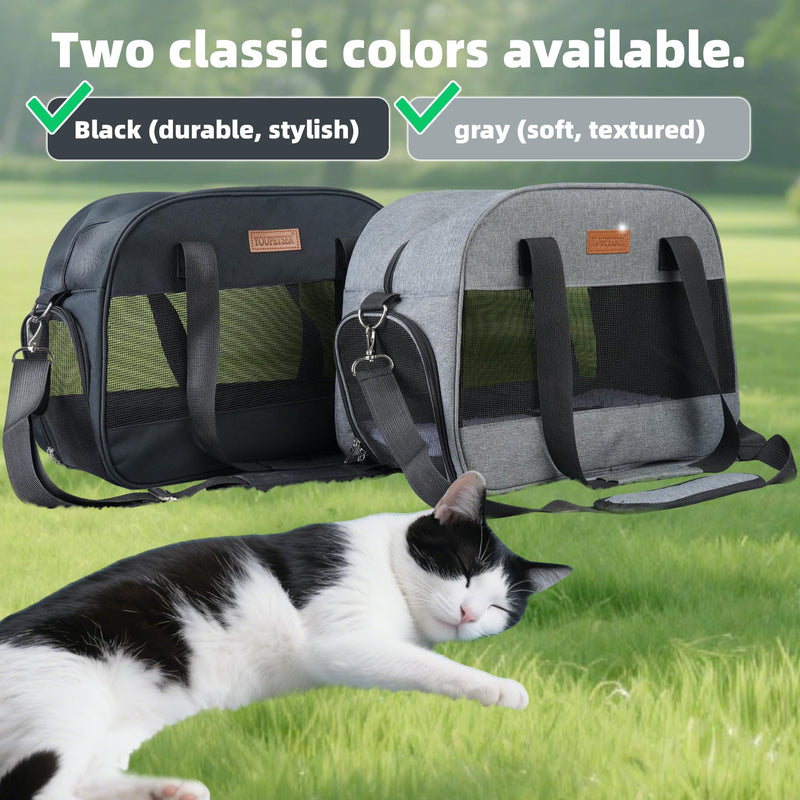 Cat Carrier for Small Cats Dogs, Soft-Sided Pet Carrier for Cats Puppies Small Pets, Lightweight Comfortable Travel Cat Dog Carrier (Grey) Grey - PawsPlanet Australia