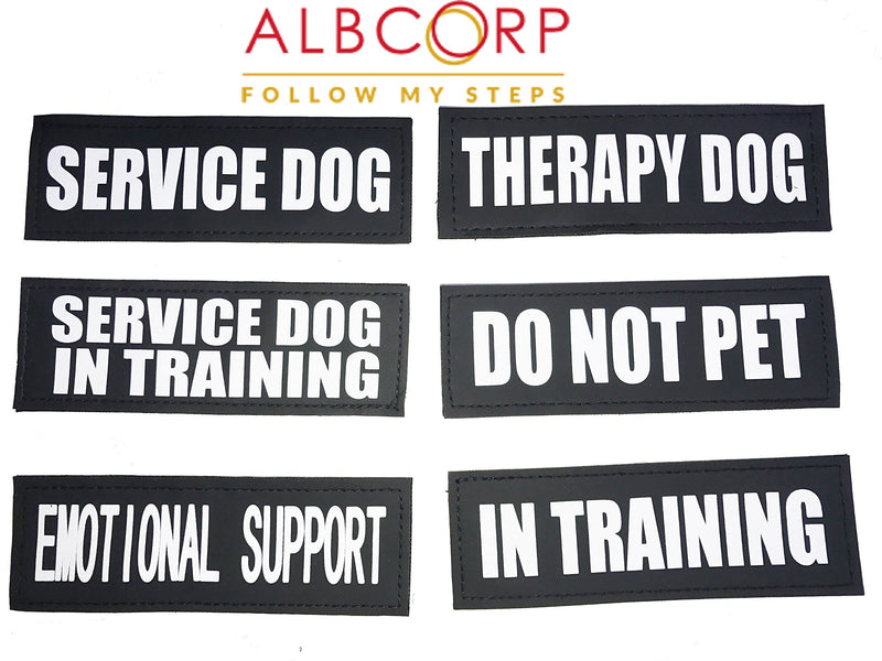 Albcorp Reflective Service Dog Patch with Hook Backing for Service Animal Vests/Harnesses Medium (5 X 1.5) Inch Medium 5" x 1.5"