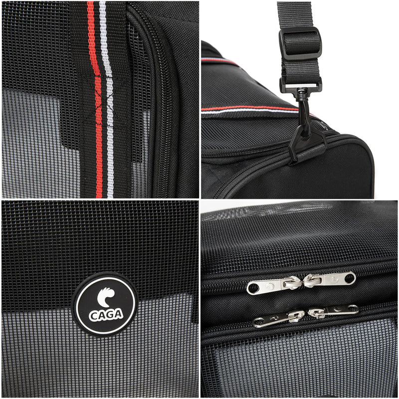 CAGA Soft-Sided Pet Carrier - Ventilated Foldable & Collapsible Under Seat Travel Kennel with Pockets for Small to Medium Dogs & Cats up to 15 lbs (Black) - PawsPlanet Australia