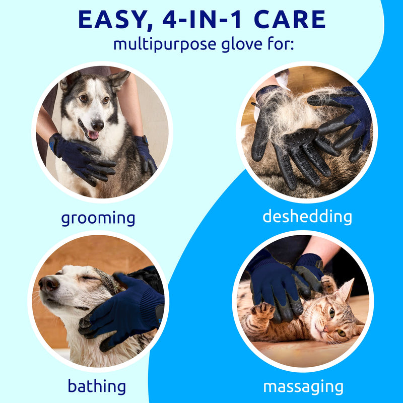 Pat Your Pet Grooming Gloves - Cat & Dog Hair Remover Glove for Deshedding Long and Short Fur - PawsPlanet Australia