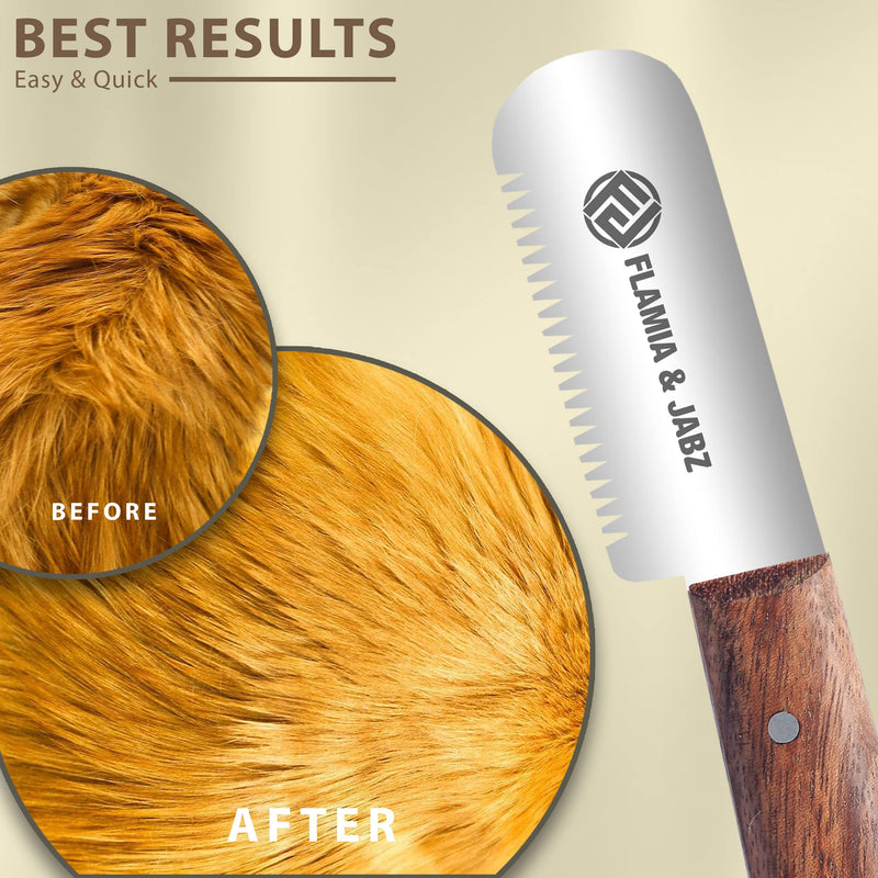 Professional Stripping Knife, Right handed, 3 inch blade (Stainless Steel) (Coarse, Rosewood) Coarse Natural wood - PawsPlanet Australia