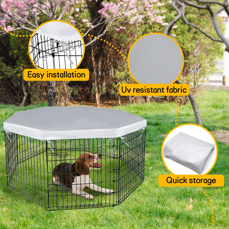 PINVNBY Dog Playpen Cover, dog Pen cover for Waterproof Sunproof, Universal Dog Pen Top Cover for Indoor and Outdoor Use, pet Pen Cover Fits 26" Wide 8 Panels Dog Playpen (Cover only) 26 inches