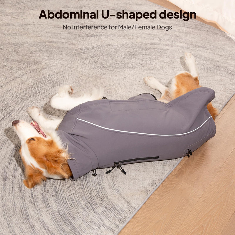 Dog Coat Winter Jacket for Small Medium and Large Breeds, Waterproof Windproof Softshell with Fleece Lining, Reflective Design, Adjustable Fit for Cold Weather (Grey,X-Large) Grey X-Large - PawsPlanet Australia