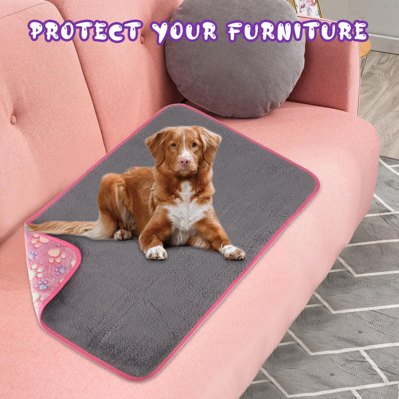YUEPET Waterproof Dog Blankets, 2 Pack Washable Dog Blankets for Bed Couch Sofa Protector Fleece Flannel Puppy Blanket Soft Plush Reversible Throw Blanket for Medium Large Dog Cat 40"×30"(Purple+Pink) 40"×30" Purple+pink(2pack) - PawsPlanet Australia