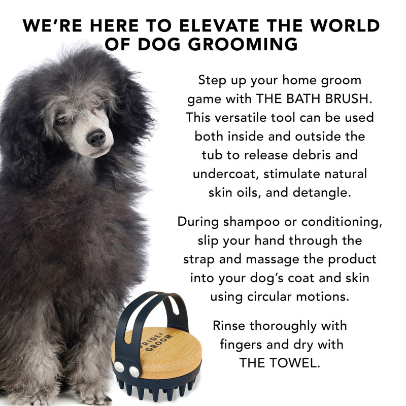 Pride and Groom Bath Brush – Dog Brush with Silicone Teeth & Bamboo Base to Release Debris & Undercoat, Stimulate Natural Skin Oils, Detangle, & Massage in and out of Tub for Healthy Coat - PawsPlanet Australia