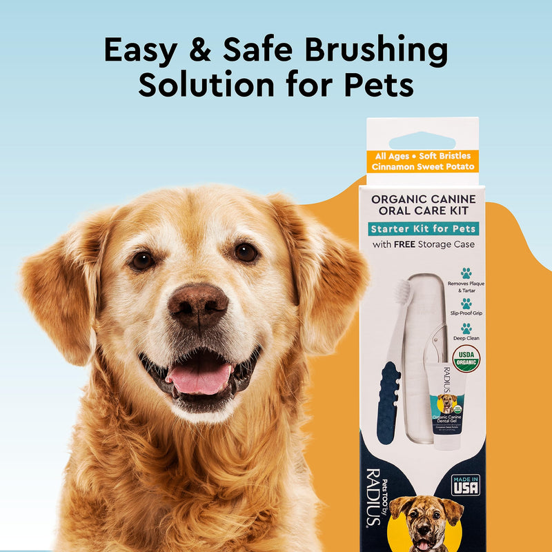 RADIUS USDA Organic Dental Solutions Puppy Kit 2 Units, Kit Includes 1 Dog Toothbrush & 1 0.8oz Toothpaste, Ultra Soft Bristle & Non Toxic Toothpaste for Dogs, Designed to Clean Teeth, Xylitol Free Puppy - Pack of 2 - PawsPlanet Australia