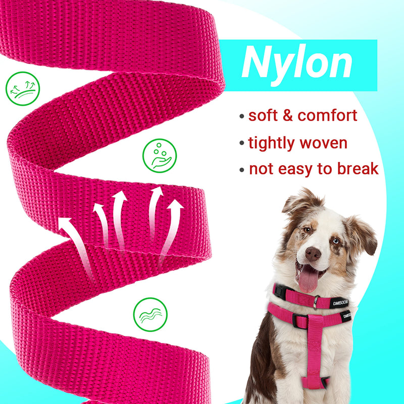 No Pull Dog Harness - Step in Dog Harness and Leash for Small Medium Large Dog - Escape Proof Adjustable Soft Dog Harness Leash Collar Set for Walking Training Hiking Outdoor MEDIUM (chest: 17.3"-23.4" neck: 12"-16") Rose Red