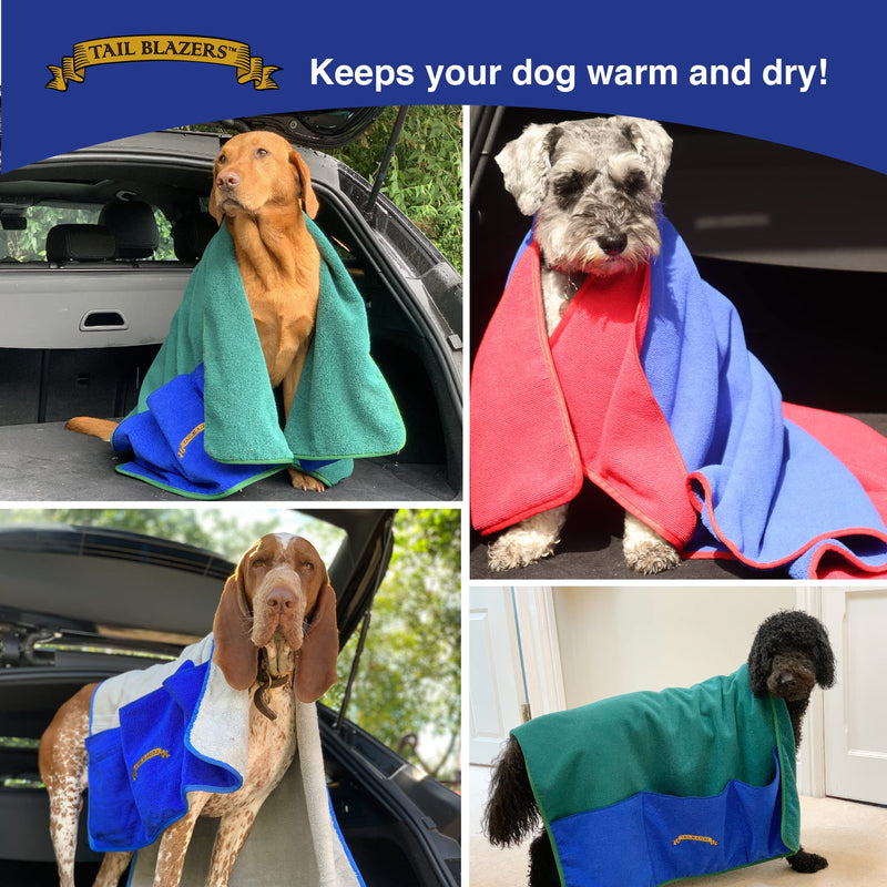 Super Absorbent Microfiber Dog Towel. Extremely Absorbent, Ultra Soft Quick Dry Towel. Dogs Accessories for Grooming. Cat, Horse, Dog Dryer Featuring Hand Corner Pockets. L 80x120cm Green Large