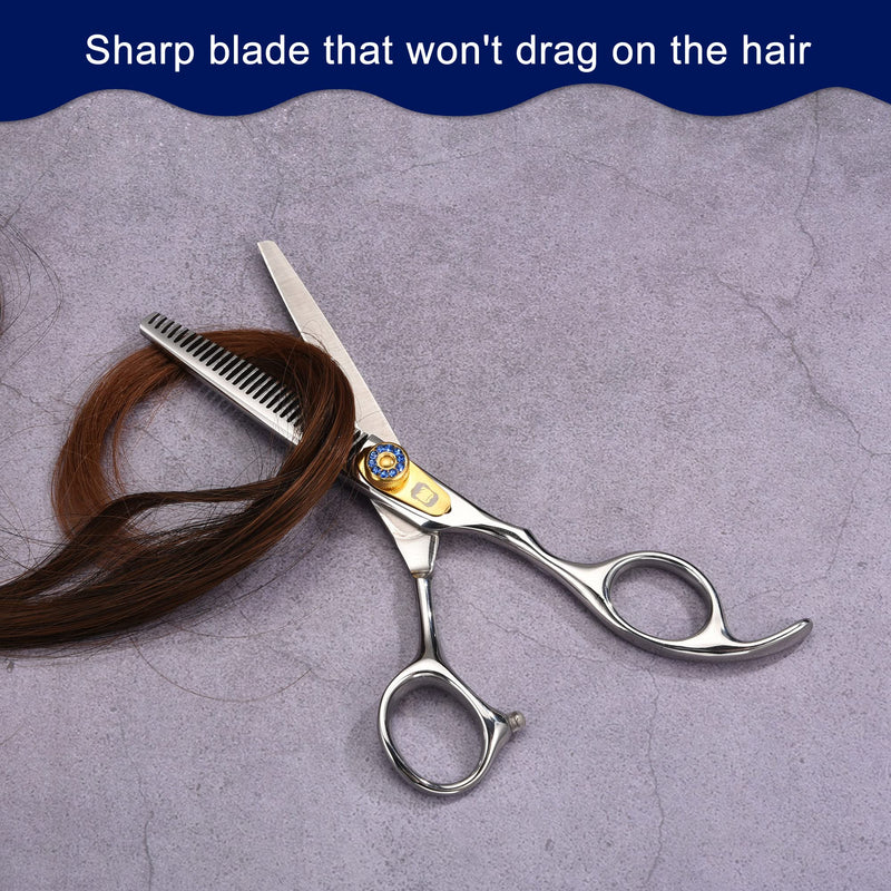 Thinning Scissors for Dogs, Professional Thinning Shears for Pets Double Sided Blades Stainless Steel Pet Cat Shears for Grooming Dogs Cats Blue Crystal Screw