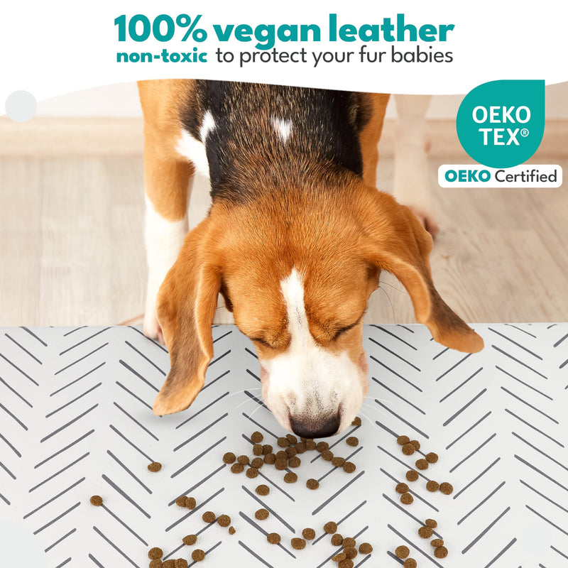 NALALAS Dog and Cat Mat for Dish, Food, Water Bowls | Stainproof, Washable & 100% Waterproof, Anti Slip, Non-Slip Food Placemat for Pets | Vegan Leather & Non Toxic | Easy to Clean | Size 12" x 18" SMALL 12" x 18" Mud Cloth - PawsPlanet Australia