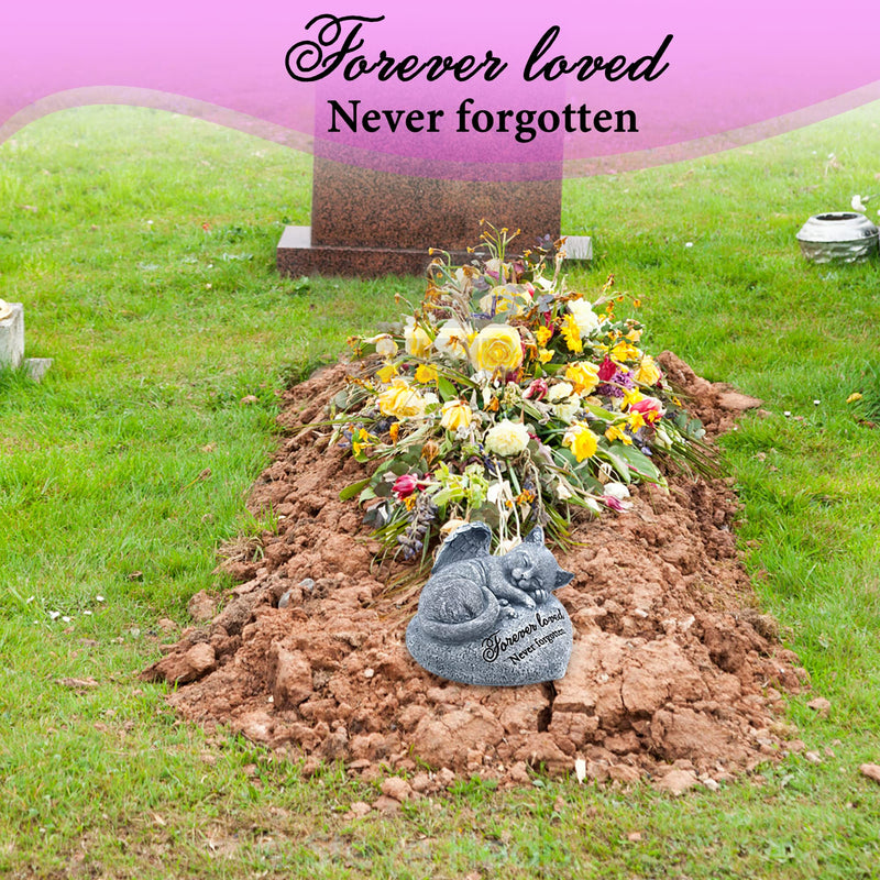 Cat Garden Statue - Pet Memorial Stone - Cat Grave Marker - Beautifully Packaged Memorial Gift, Headstones for Cats or Loss of Cat Sympathy Gift, Sleeping Cat Stepping Stone - PawsPlanet Australia