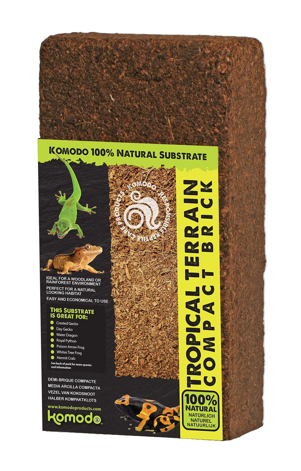 Komodo Tropical Terrain Compact Brick, Natural Substrate for Woodland or Rainforest Habitats Standard Single - PawsPlanet Australia