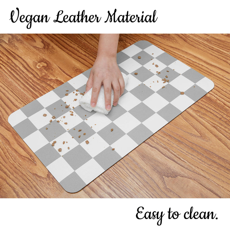 Ralxion Checkered Dog Feeding Mat, Absorbent Mats for Dog Food and Water Bowl, Dispenser, Retro Modern Aesthetic Preppy Grey Checkerboard Pet Placemat for Dogs, Cats, Puppy Accessories, 12" X19” Grey Checkered 12*19 - PawsPlanet Australia