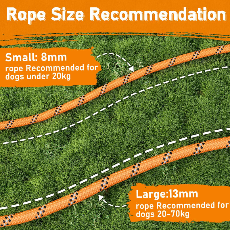 Slip Lead for Dogs, No Pull Training Leash with Double Comfortable Handles and Collar Attachment, Highly Reflective Strong Puppy Rope Leads for Medium Large Dog, Orange 13mm*1.8m - PawsPlanet Australia