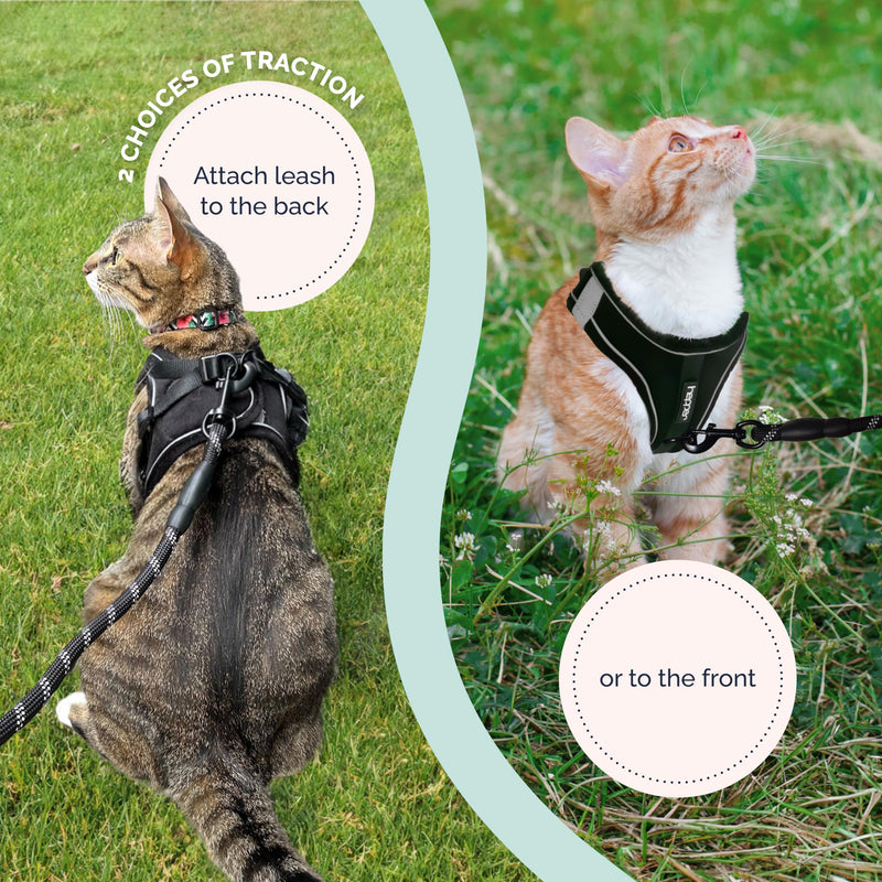 Hepper Cat Harness and Leash Escape Proof Set - Black Tactical Cat Harness with Reflective Safety Strips - Kitten or Cat Vest/Cat Jacket/Cat Walker (M) M (35-46cm Chest) - PawsPlanet Australia
