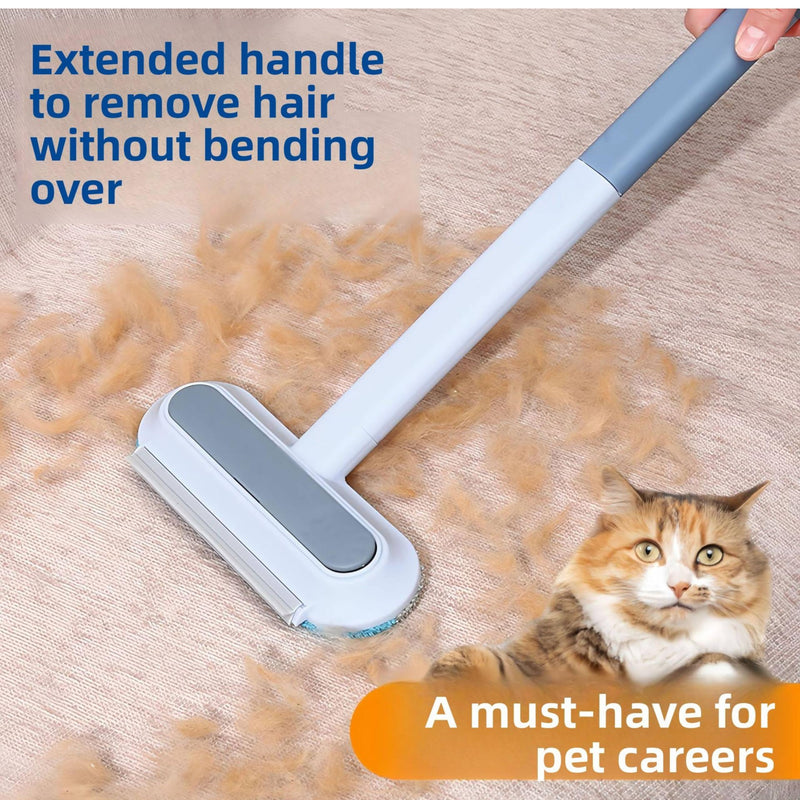 Pet Hair Removal Tool for Dogs & Cats (19" Long Brush + Gloves), Electrostatic Reusable Pet Hair Remover, Five Finger Magic Brush with Adjustable Handle for Couch, Carpet, Bedding, Clothes Yellow