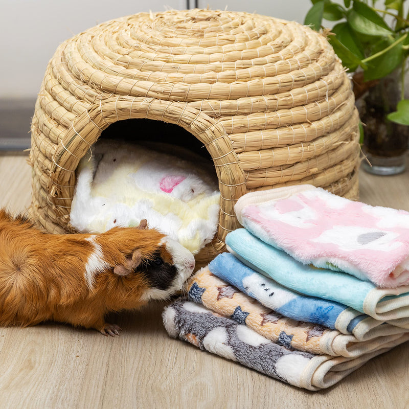 Guinea Pig Bedding Mat - 6 Pack Fleece Soft Warm Small Animal Blankets for Rat Rabbit Hamster Chinchilla Hedgehog Lizard - Washable Small Pet Cage Liners Sleep Mat Bedding Accessories - PawsPlanet Australia
