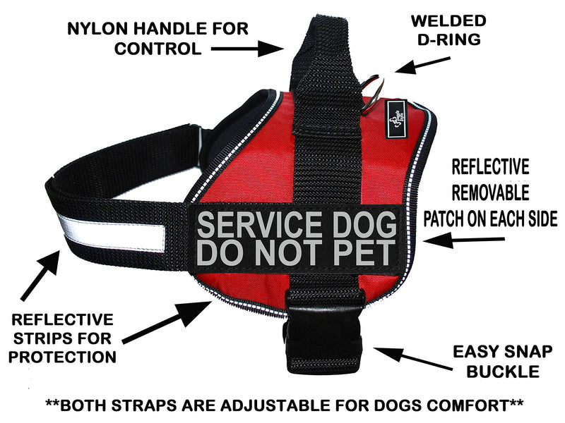 Doggie Stylz Service Dog Harness Vest Comes with 2 Reflective Service Dog DO NOT PET Removable Patches. Please Measure Dog Before Ordering (Girth 28-38", Red) Girth 28-38" - PawsPlanet Australia