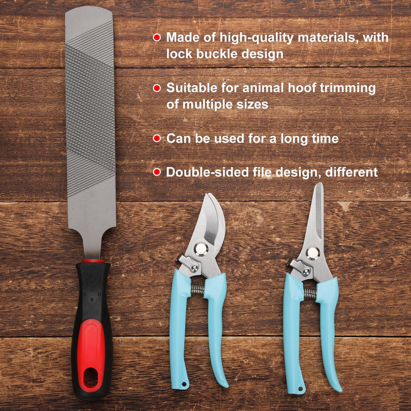 PEUTIER 3pcs Goat Hoof Trimmers and File, Nail Clippers for Goats Hoof Nippers Curved/Straight Head Sheep Hoof Trimming Shears Hoof Rasp Horseshoe File for Goat Sheep Lamb Pig Animal Hooves (Blue)