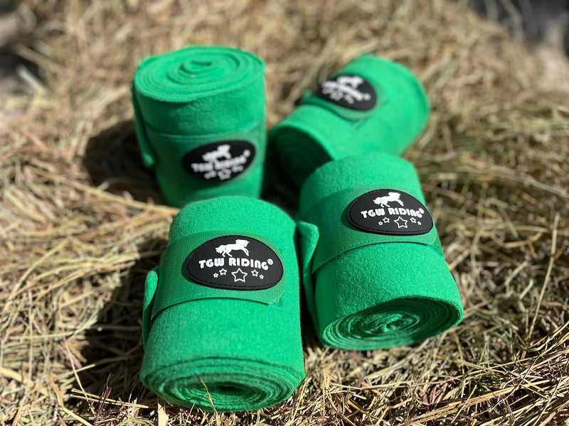 TGW RIDING Horse Polo Leg Wraps, Horse Leg Wraps, Horse Fleece Bandages,4-Pack Green - PawsPlanet Australia