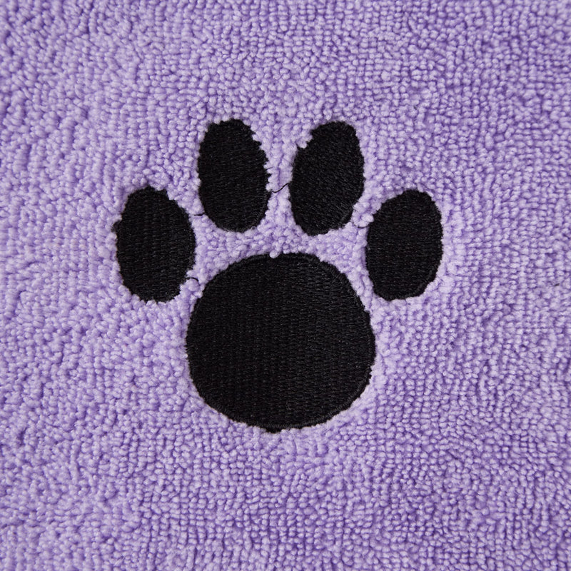 Bone Dry Pet Robe Collection, Embroidered Absorbent Microfiber Bath Robe with Adjustable Closure, for Dogs & Cats, Large, Lavender - PawsPlanet Australia