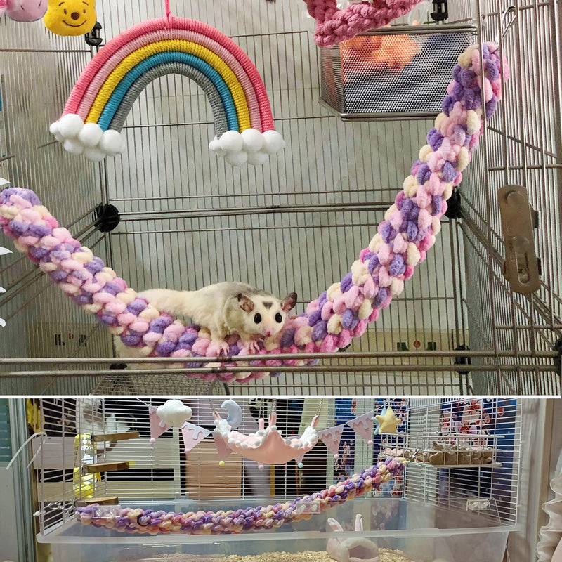 JSLZF Sugar Glider Climbing Toys, Hanging Sugar Glider Toy Cage Accessories, 250 PCS Plastic C-Clips Hook Chain Links Swing Toy Bird Rope Perch