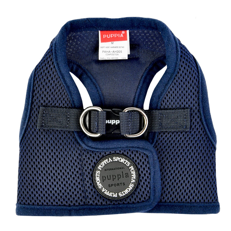Puppia Dog Harness small dog and medium dog - Soft Vest in many colours - Also usable as Puppy Harness - Anti Pull Dog Lead, Navy, L - PawsPlanet Australia