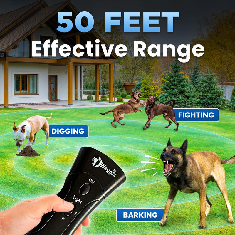 Ultrasonic Dog Bark Deterrent Devices - Long Range Dog Barking Silencer with 3 Levels - Painless Indoor & Outdoor Anti Barking Device for Dogs - PawsPlanet Australia