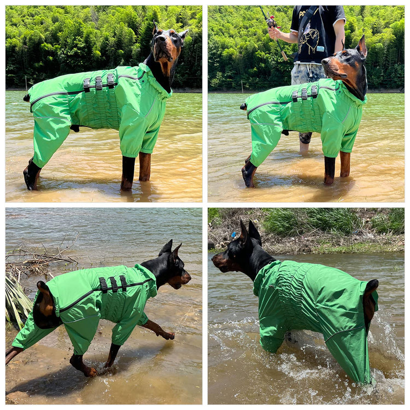 Dogs Waterproof Jacket, Lightweight Waterproof Jacket Reflective Safety Dog Raincoat Windproof Snow-proof Dog Vest for Small Medium Large Dogs Green 4XL 4XL (back 24")