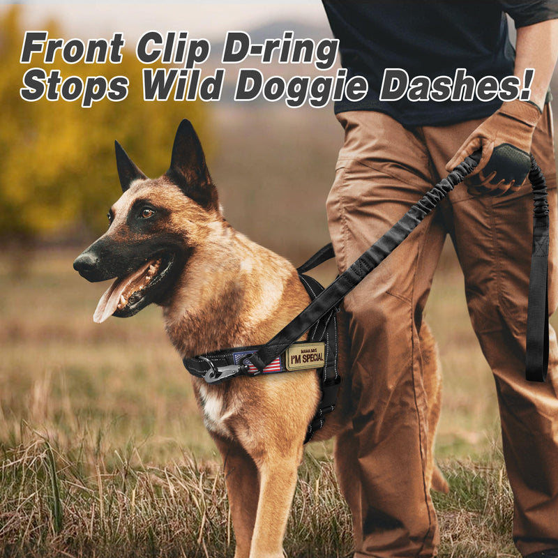 Forestpaw No Pull Dog Harness with Large Handle,Slip on Reflective Vest with Quick Release Buckle,Comfortable Flannel Lining for Medium Large Dogs Walking Training (Includes 3 Patches),Black XL XL: Chest 30-39", Fit 80-110 lbs Black - PawsPlanet Australia