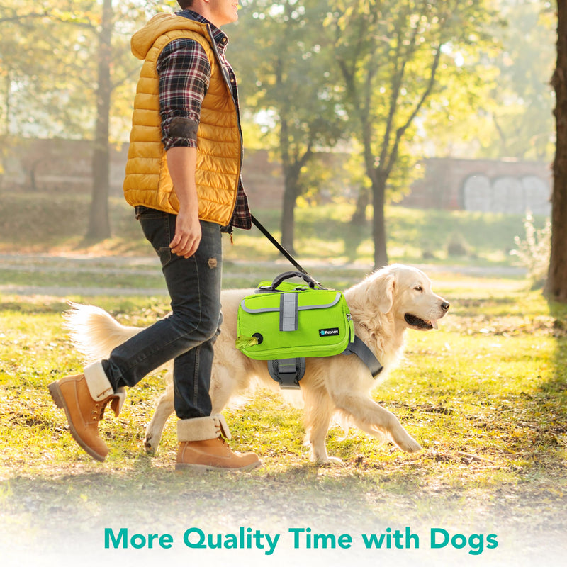 PetAmi Dog Backpack for Medium & Large Dogs, Saddle Bag for Dogs to Wear for Hiking, Pet Backpack Harness Dog Pack with Reflective Side Pockets for Walking Running Green - PawsPlanet Australia