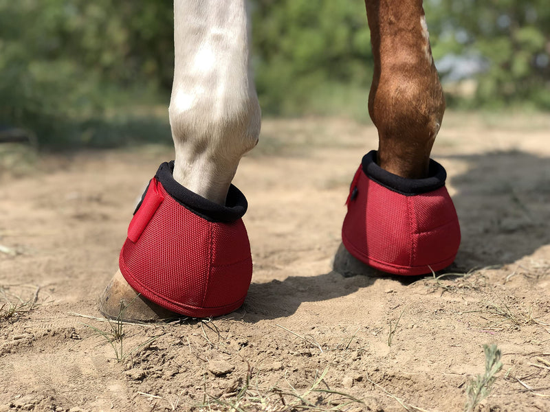 TGW RIDING 2520D Horse Bell Boots No-Turn Horse Bell Boots, Equine Ballistic Hoof Overreach Bell Boot, Pair Red Large