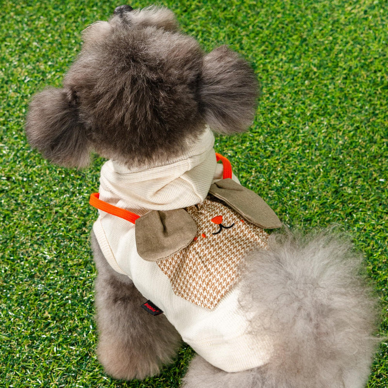 Puppia Lessie Dog Shirt Hooded Trendy Fashionable Cute Dog Apparel for Small and Medium Dogs, Ivory, Medium Ivory_Lessie - PawsPlanet Australia