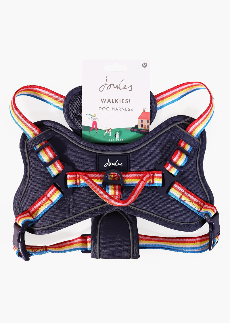 Rosewood x Joules Rainbow Stripe Dog Harness, Medium, Adjustable Padded Reflective Harness with Handle for Walking, Training & Control for Medium Dogs - PawsPlanet Australia