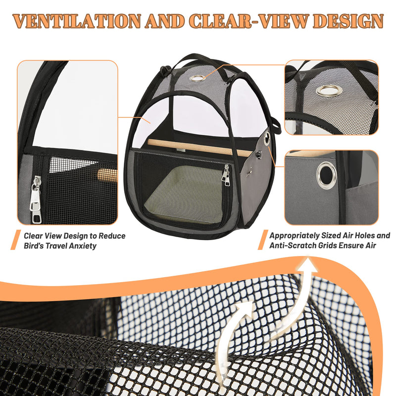 A4Pet Bird Carrier for Travel - Small Bird Travel Cage, Bird Bag with Stand, Tray and Feeding Cup, Portable and Lightweight for Small Animal Carrier - PawsPlanet Australia