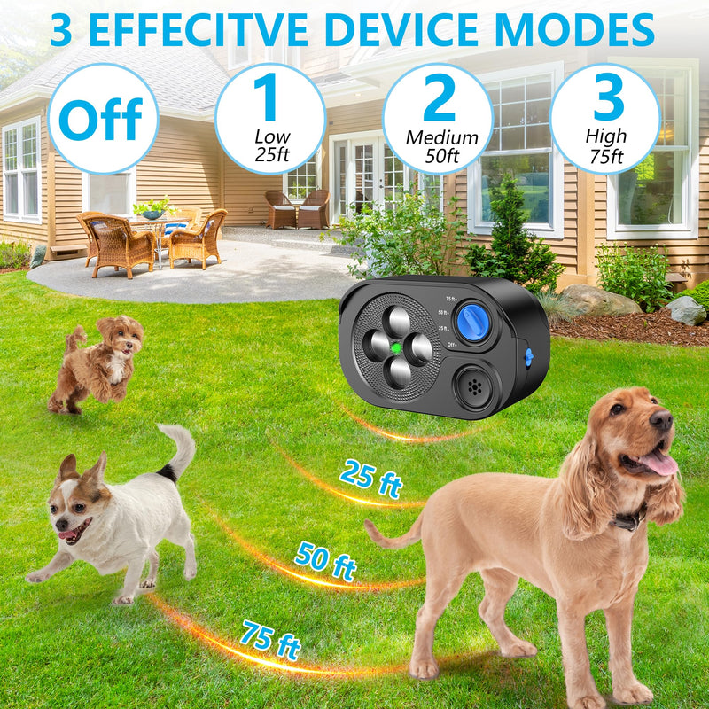 BONSO Ultrasonic Anti Barking Device for Dogs, Bark Control Device Box with 3 Modes, Variable Ultrasound Frequencies, Automatic Dog Whistle, Effective Range up to 75ft, Neighbor Dog Silencer (Black) Black Dog Barking Deterrent - PawsPlanet Australia