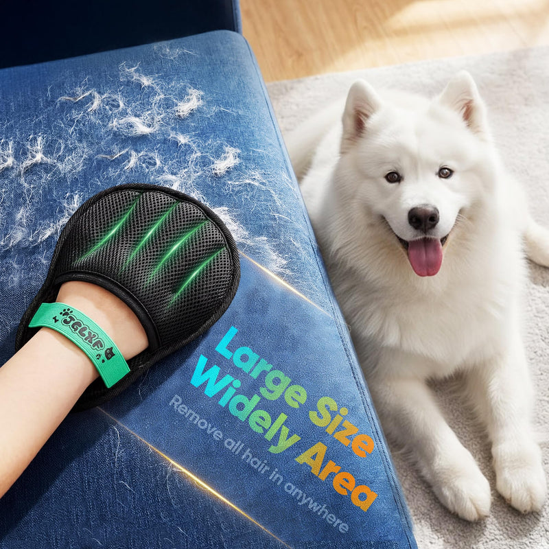 Upgraded Pet Hair Removal Glove for Dogs & Cats, Electrostatic Five-Finger Hair Remover for Furniture, Couch, Carpet, Clothing& Car Seat, 2Pcs Reusable Magic Brush Pet Hair Remover Tool (Black) Black2 - PawsPlanet Australia