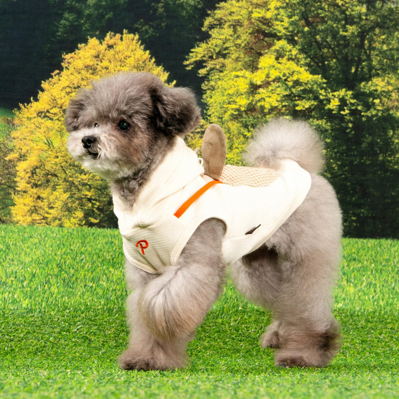 Puppia Lessie Dog Shirt Hooded Trendy Fashionable Cute Dog Apparel for Small and Medium Dogs, Ivory, Medium Ivory_Lessie - PawsPlanet Australia