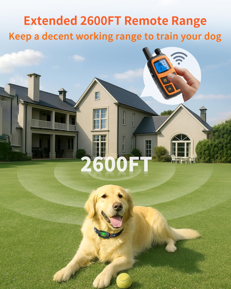 BarKar Dog Shock Collar with 4 Training Modes, IPX7 Waterproof Dog Training Collar with IPX4 Remote, 2600FT Electric Collar with Beep, Shock, Vibration & Shock Boost for All Breeds
