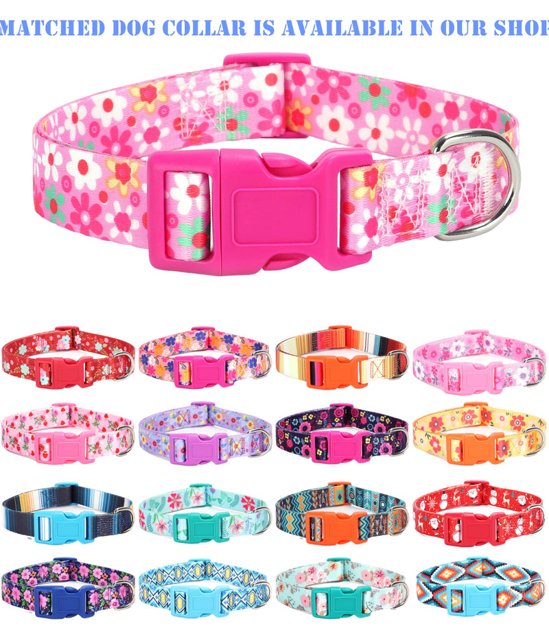 Moonpet Step in Dog Harness Leash Set- All Weather Reflective No-Pull Floral Pattern Padded Mesh Vest Harness for Cats Puppy Extra-Small Small Medium Large Dogs - Pink Flower - XS XS:neck 13.4’’-15.3’’,chest 15.7’’-18.5’’ - PawsPlanet Australia