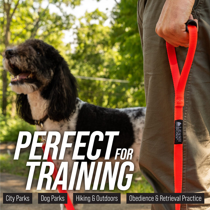 Leash Boss Free Range - Long Dog Leash for Large Dogs - 1 Inch Heavy Duty Nylon Training Lead with Padded Handle - High Visibility Orange - Extra Long Dog Leash (30 Ft) 30 Foot COMFORT - ORANGE - PawsPlanet Australia
