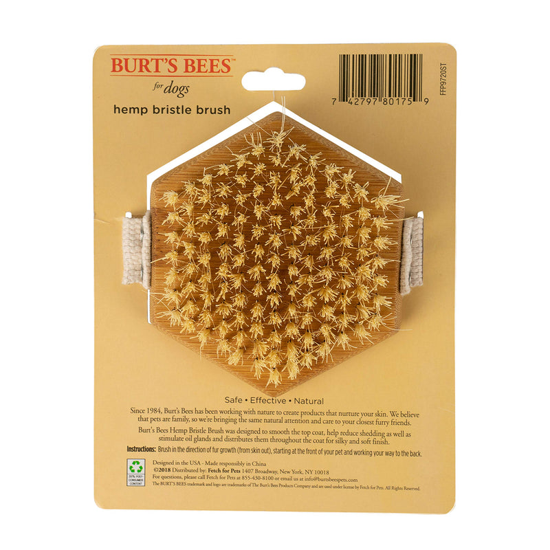 Burt's Bees for Pets Palm Brush with Hemp Bristles Best Ergonomic Dog Brush To Groom Large Dogs Easy to Hold Dog Brush Handle Reduces Stress On Your Wrist Ideal for Daily Grooming (Pack of 1) Brown 1 Count