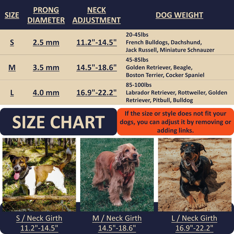 Pinch Collar for Dogs, Adjustable Quick-Release Stainless Steel Prong Collar for Small Medium Large Dogs (S/Neck Girth 11.2"-14.5", Teal #2) S / Neck Girth 11.2"-14.5" - PawsPlanet Australia