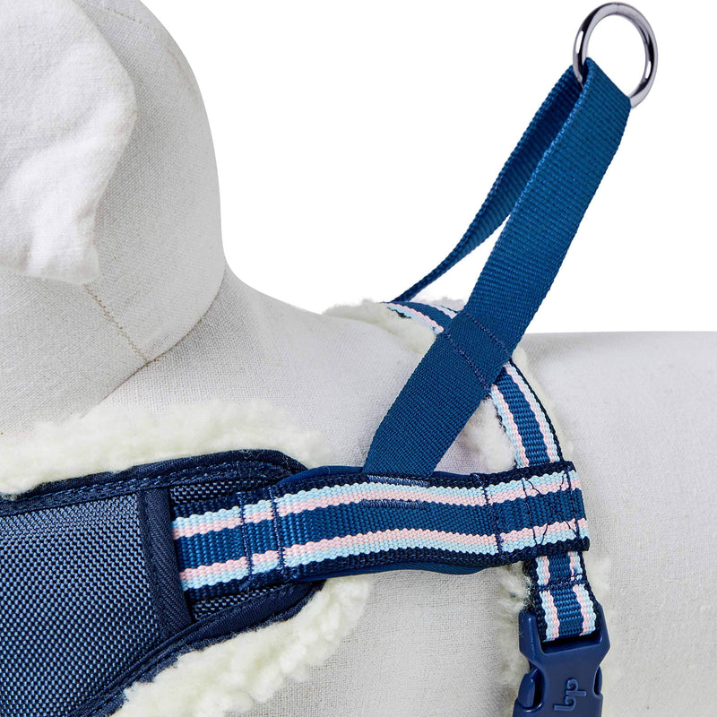 Blueberry Pet Soft & Comfy Multi-Colored Stripe Fleece Padded Chest Dog Harness, Chest Girth 16.5" - 21", Blue, Small, Adjustable No Pull Training Harness for Dogs - PawsPlanet Australia