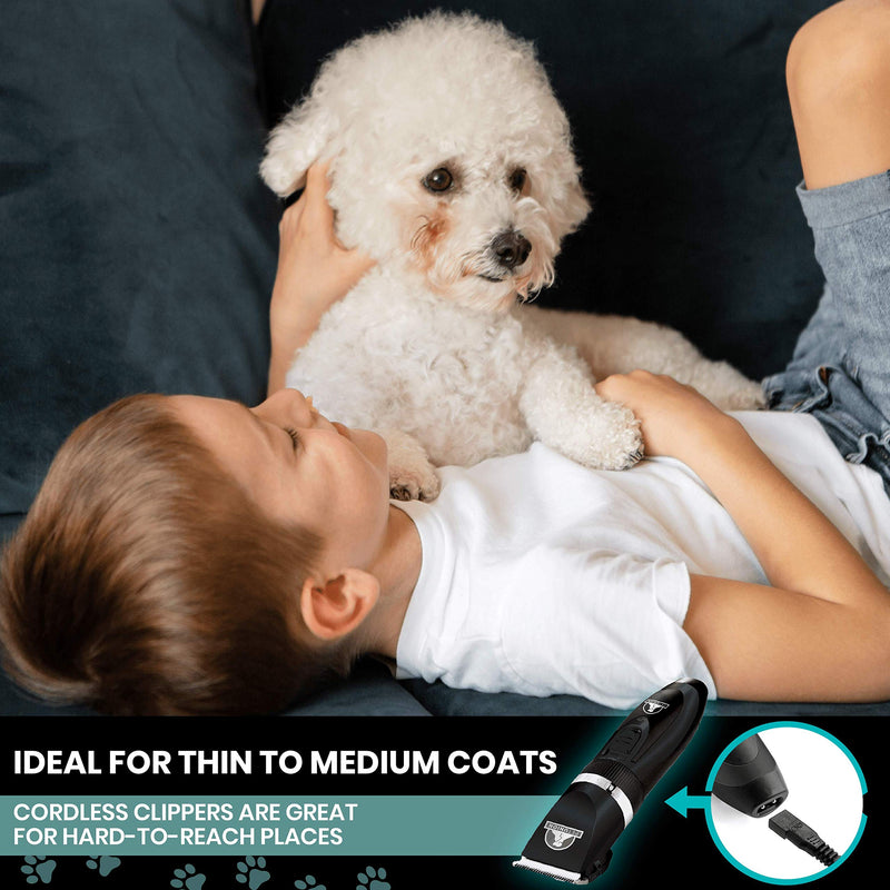 Pet Union Professional Dog Grooming Kit - Rechargeable, Cordless Pet Grooming Clippers & Complete Set of Dog Grooming Tools. Low Noise & Suitable for Dogs, Cats and Other Pets (Stainless Steel) Stainless Steel