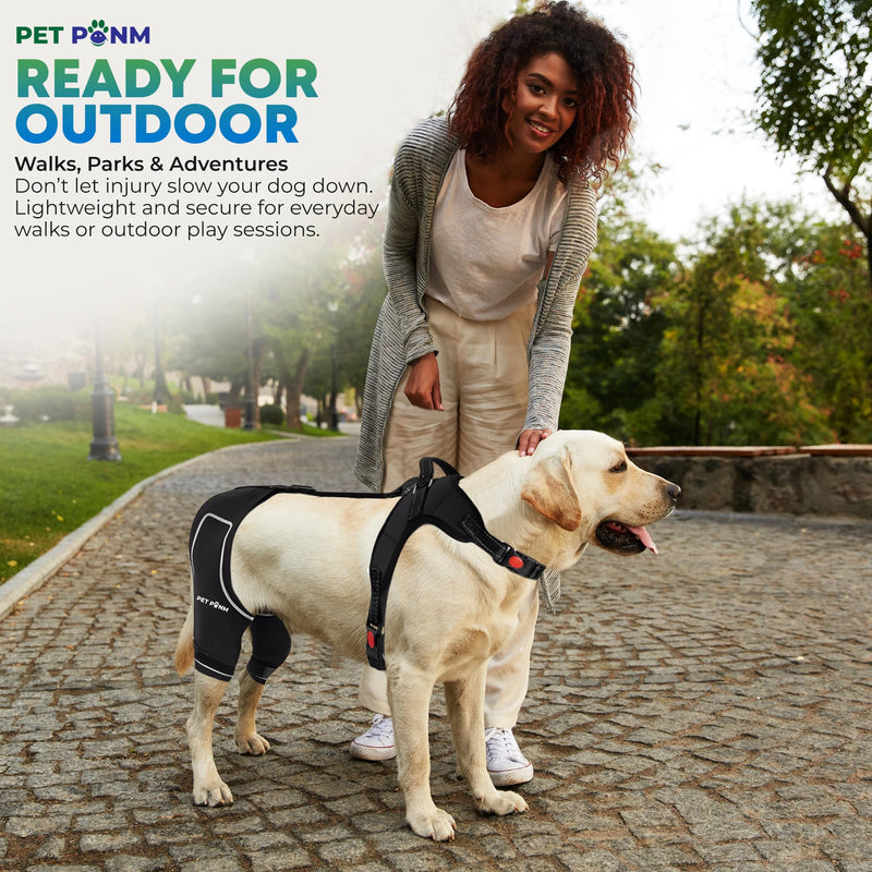 Petpanm- Adjustable Dog Knee Brace- Right Hind Leg with Integreted Harness- Premium Support for Torn ACL, Sprains & Strains Recovery, Enhances Mobility, Comfortable Neoprene - (XLarge). Right leg XLarge