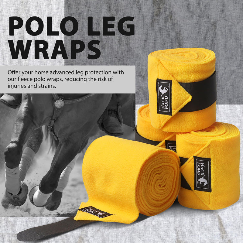 Horse Polo Leg Wraps, 10' Long Fleece Polo Wraps for Horses Set of 4, Horse Leg Bandages Stable Supplies Equestrian Boots Horse Leg Protection Mustard Yellow 10' - PawsPlanet Australia